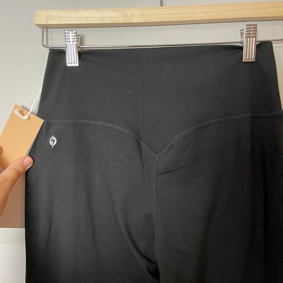 NWT Popflex Crisscross Hourglass Bell Bottom SZ LARGE TALL Pockets Black 34" NEW - Picture 10 of 11